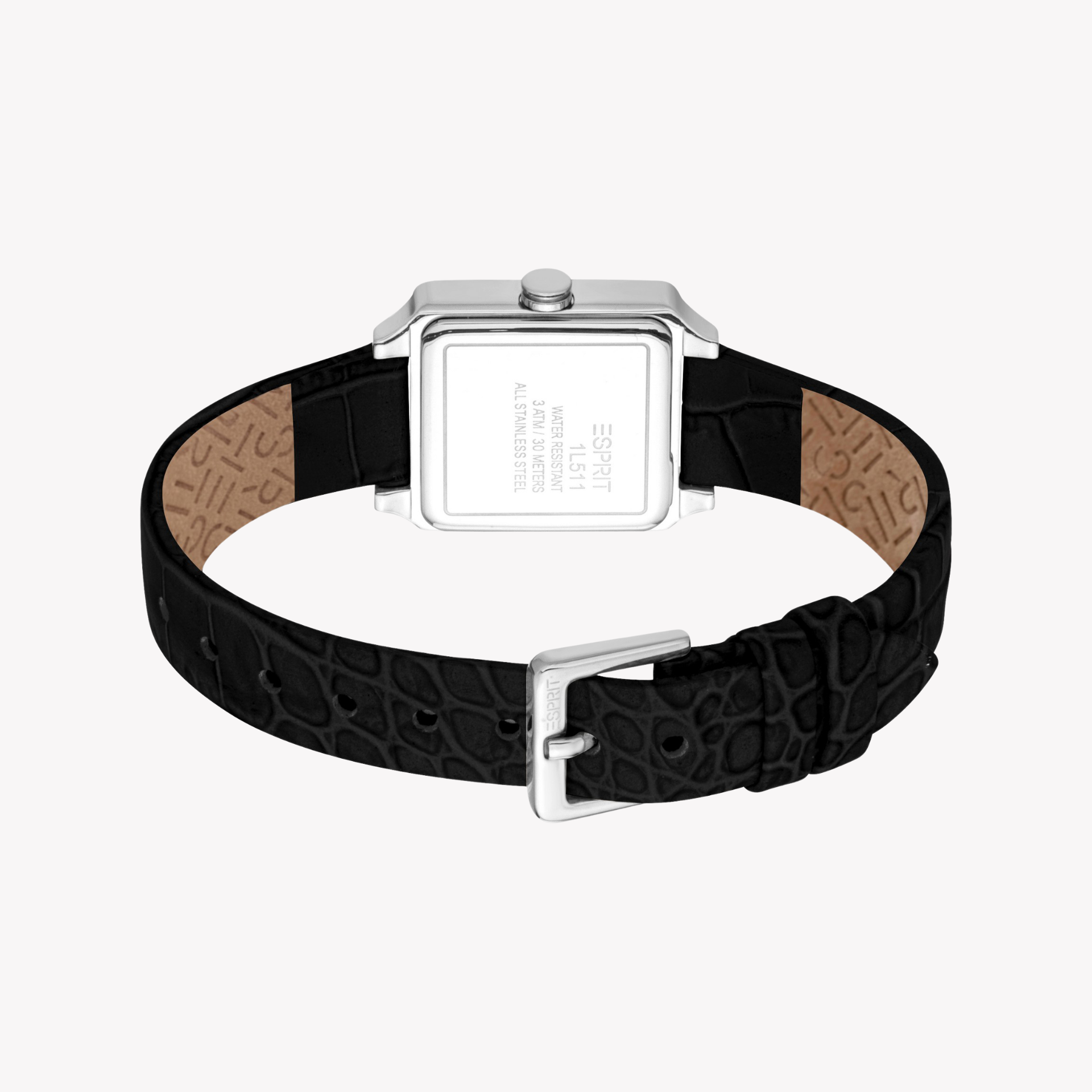 Esprit Women's Stainless/Leather, Silver/Black | Es1l511l0015-3