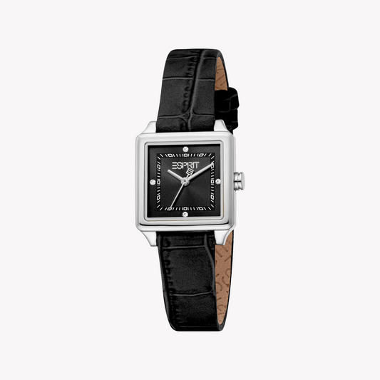 Esprit Women's Stainless/Leather, Silver/Black | Es1l511l0015-1
