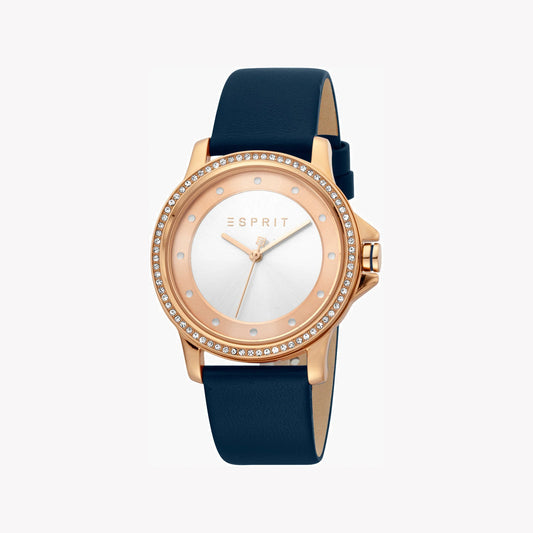Esprit Women's Blue Leather Watch, Silver Dial | ES1L143L0045-0